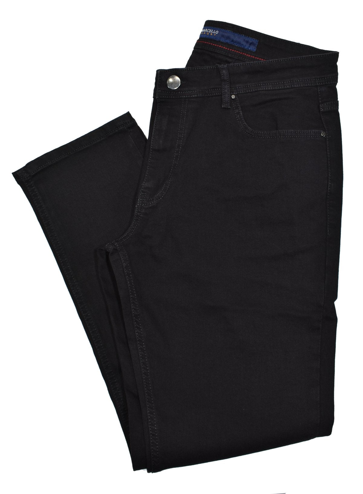 Upgrade your wardrobe with our new LP20 Black jeans from Marcello. These lightweight washed denim jeans provide optimal comfort and support in all the right places for a perfect fit. With a slimmed leg and stretch for natural movement, you'll always look and feel your best.