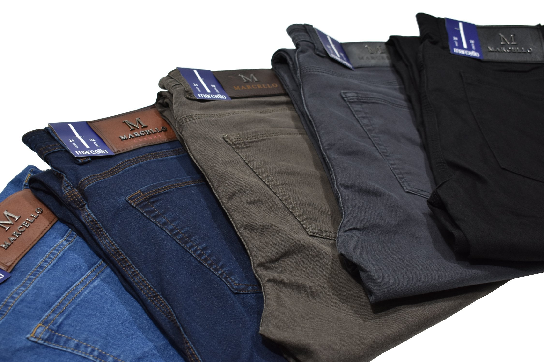 Marcello LP27 ultra comfort jeans with a quarter the weight of traditional jeans and twice the stretch. Slim fit for a contemporary look. Exclusively Marcello.