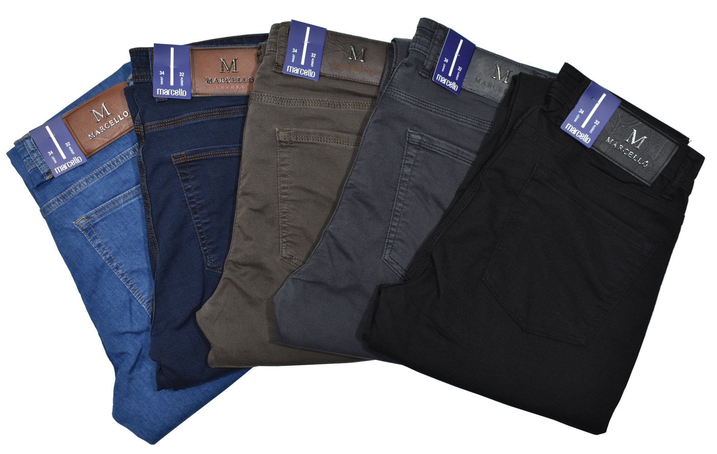 Marcello exclusive light weight jeans with comfort stretch. Quarter the weight of regular jeans.