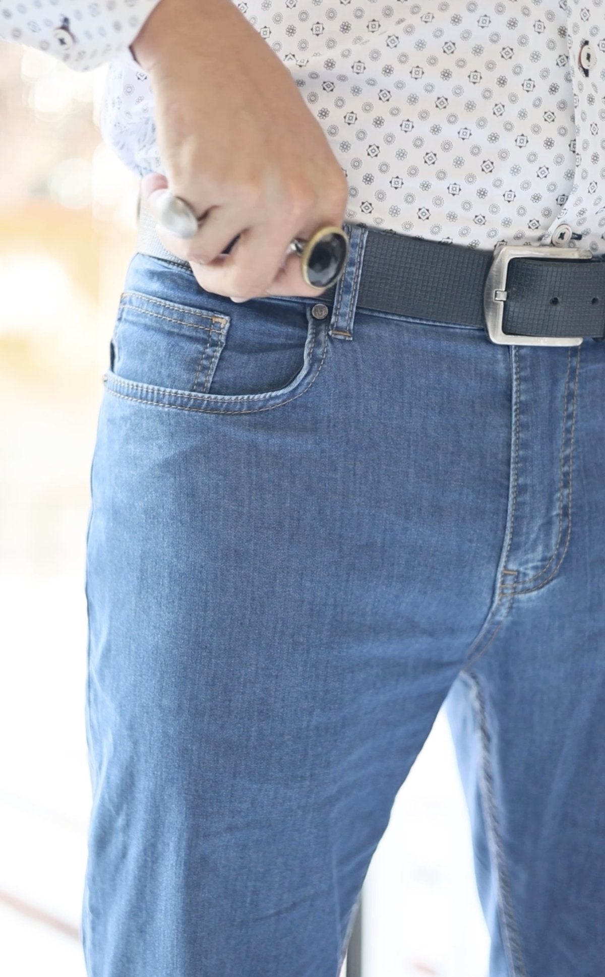 Marcello LP27 ultra comfort jeans with a quarter the weight of traditional jeans and twice the stretch. Slim fit for a contemporary look. Exclusively Marcello.