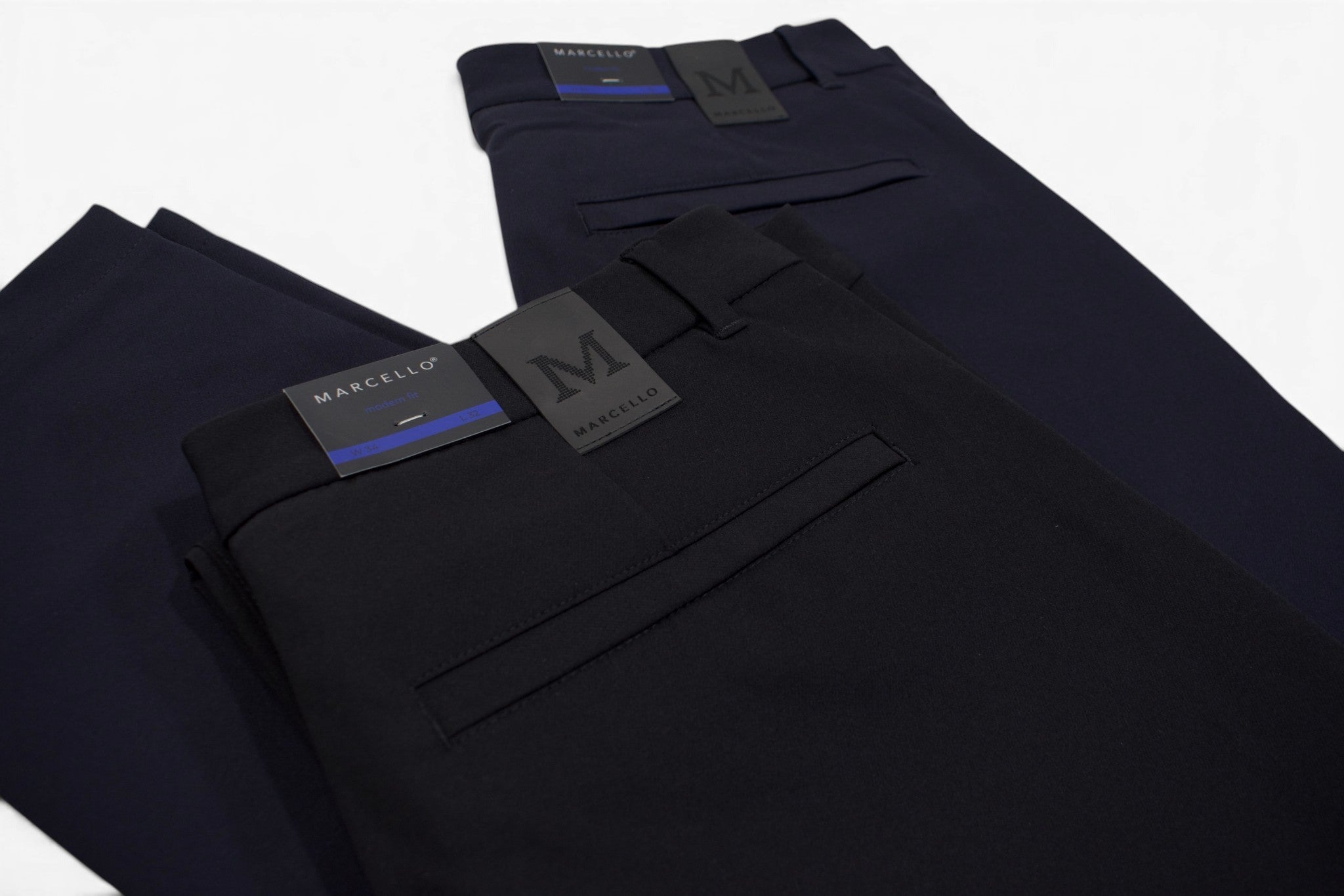 Marcello performance pant in black and navy.