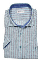 Experience the perfect blend of soft and cool with our Marcello Cotton Linen Brush Stripe, Long Sleeve Model.