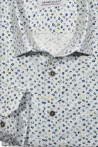 xperience the timeless elegance of the cotton sateen fabric with a unique circular pattern that resembles marbles. Shirt by Marcello.
