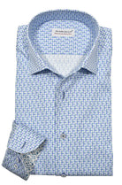 Upgrade your wardrobe with the W020R Indigo Clover Roll Collar. Crafted from extra fine cotton with a luxurious silk-like finish, this shirt is a dream to wear. The Marcello exclusive one-piece roll collar stands elegantly, while the custom matched buttons and trim fabric add a touch of sophistication. Perfect for any occasion.