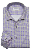 Upgrade your wardrobe with the W024R Grape Gold Roll Collar. Crafted from extra fine cotton with a luxurious silk-like finish, this shirt is a dream to wear. The Marcello exclusive one-piece roll collar stands elegantly, while the custom matched buttons and trim fabric add a touch of sophistication. Perfect for any occasion.