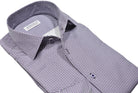 Upgrade your wardrobe with the W029R Plum Concentric Roll Collar. Crafted from extra fine cotton with a luxurious silk-like finish, this shirt is a dream to wear. The Marcello exclusive one-piece roll collar stands elegantly, while the custom matched buttons and trim fabric add a touch of sophistication.