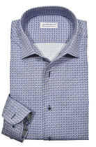 Upgrade your wardrobe with the W033R Kirkland Abstract Roll Collar. Crafted from extra fine cotton with a luxurious silk-like finish, this shirt is a dream to wear. The Marcello exclusive one-piece roll collar stands elegantly, while the custom matched buttons and trim fabric add a touch of sophistication.