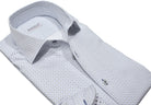 Upgrade your wardrobe with the W035R Rubble Geometric Roll Collar. Crafted from extra fine cotton with a luxurious silk-like finish, this shirt is a dream to wear. The Marcello exclusive one-piece roll collar stands elegantly, while the custom matched buttons and trim fabric add a touch of sophistication.