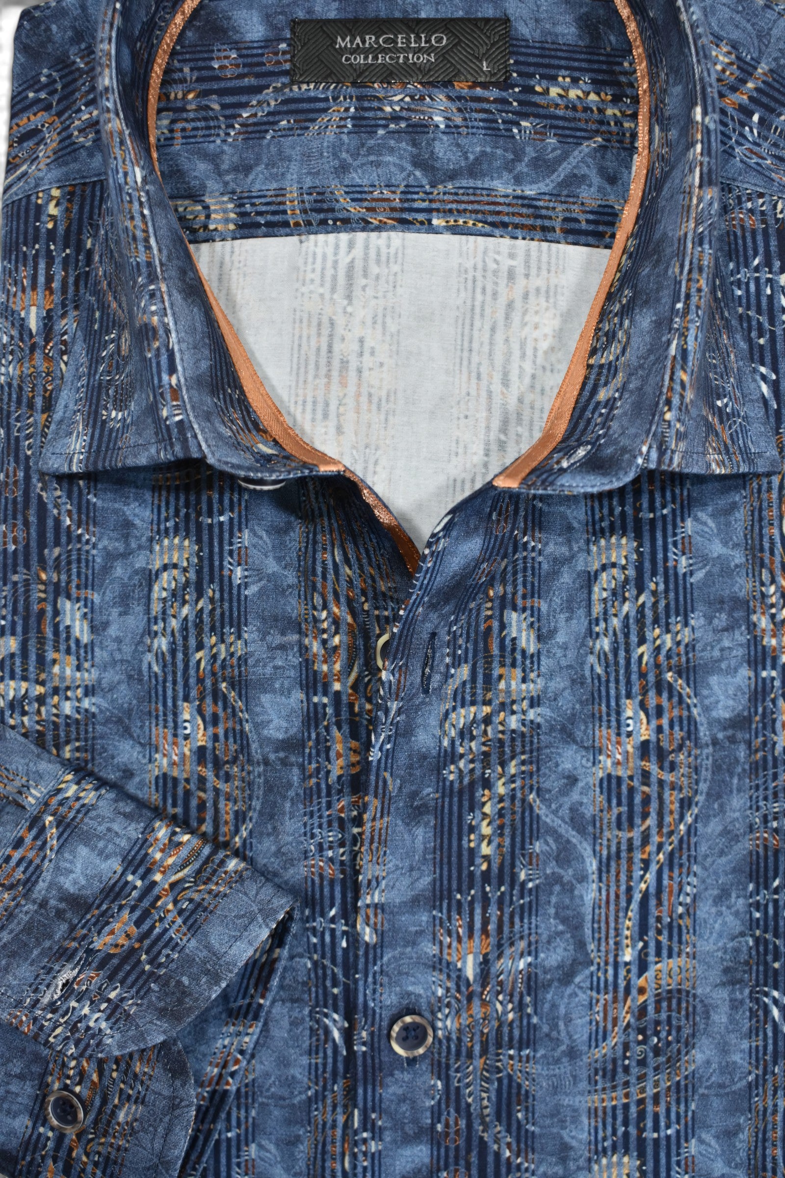 Marcello indigo manhattan paisley shirt.