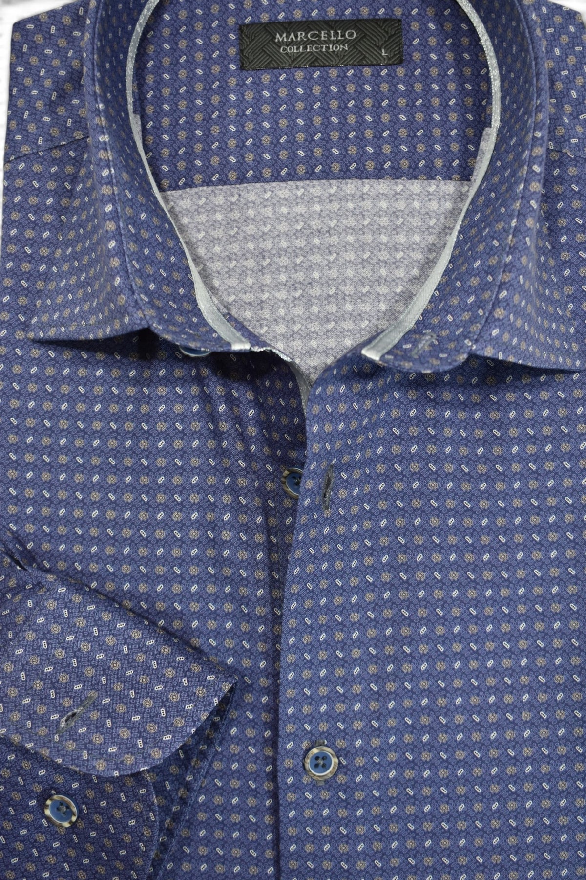Monaco slate micro print sport shirt by Marcello