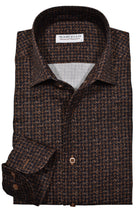 Marcello cotton one piece collar shirt in rust and black colors.