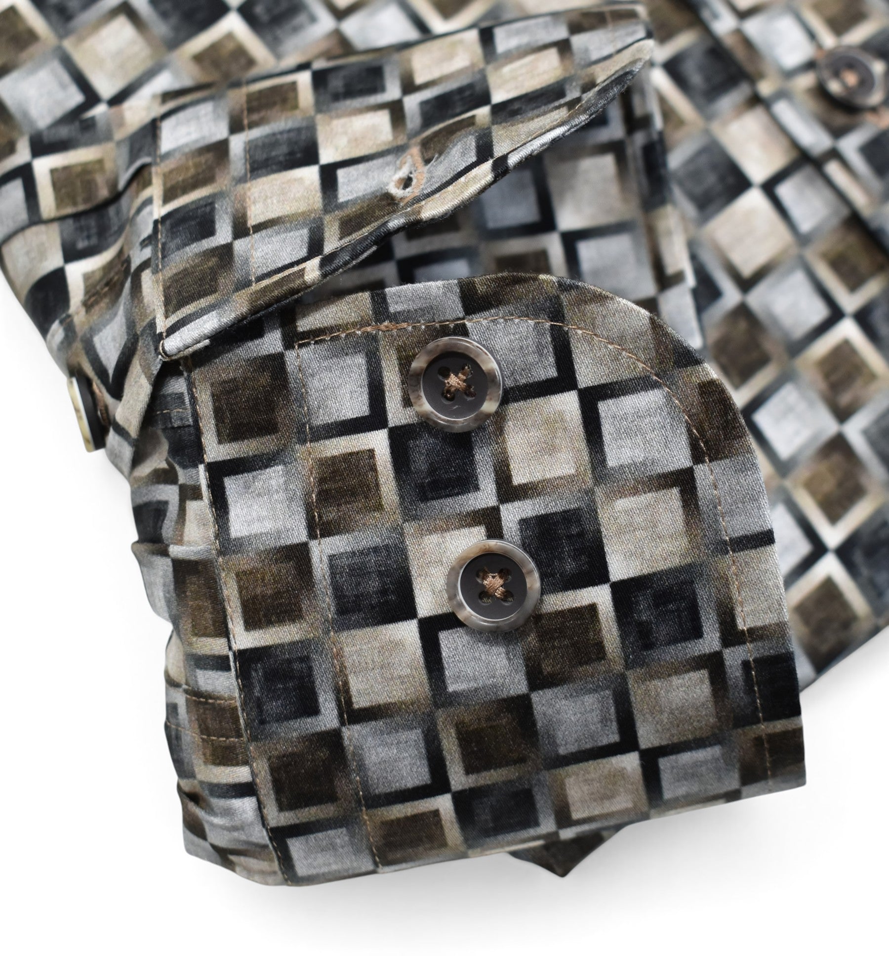 Marcello sand brushed square print shirt.