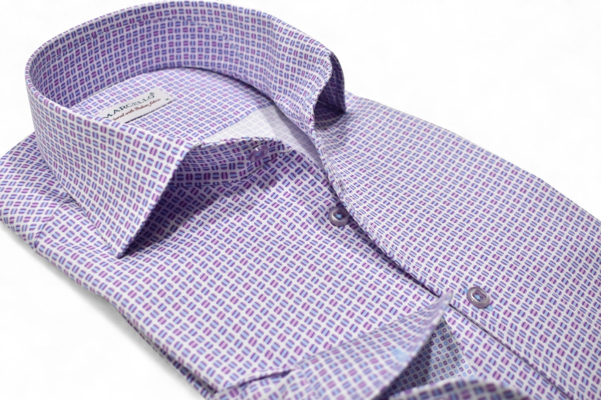 Marcello plum-blue oval pattern shirt.