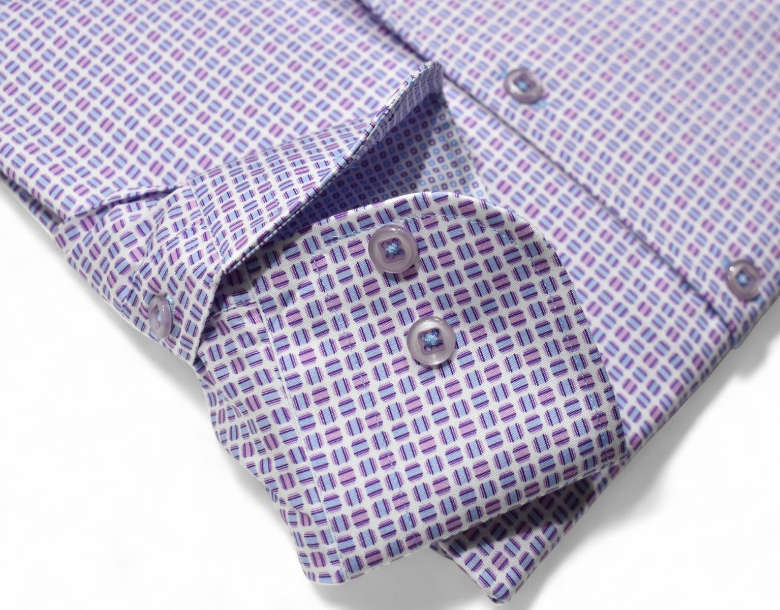 Marcello plum-blue oval pattern shirt.
