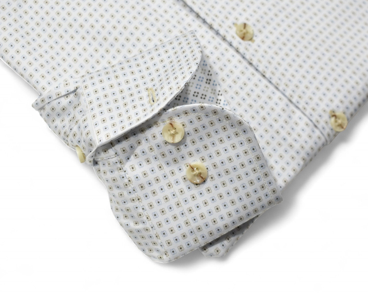 Marcello tan blue neat shirt.