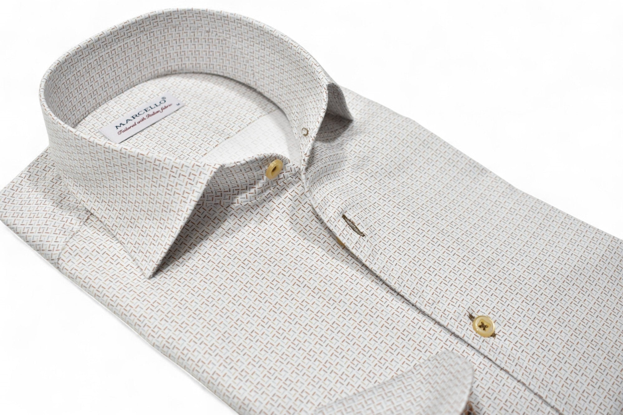 Marcello tan linked box shirt.