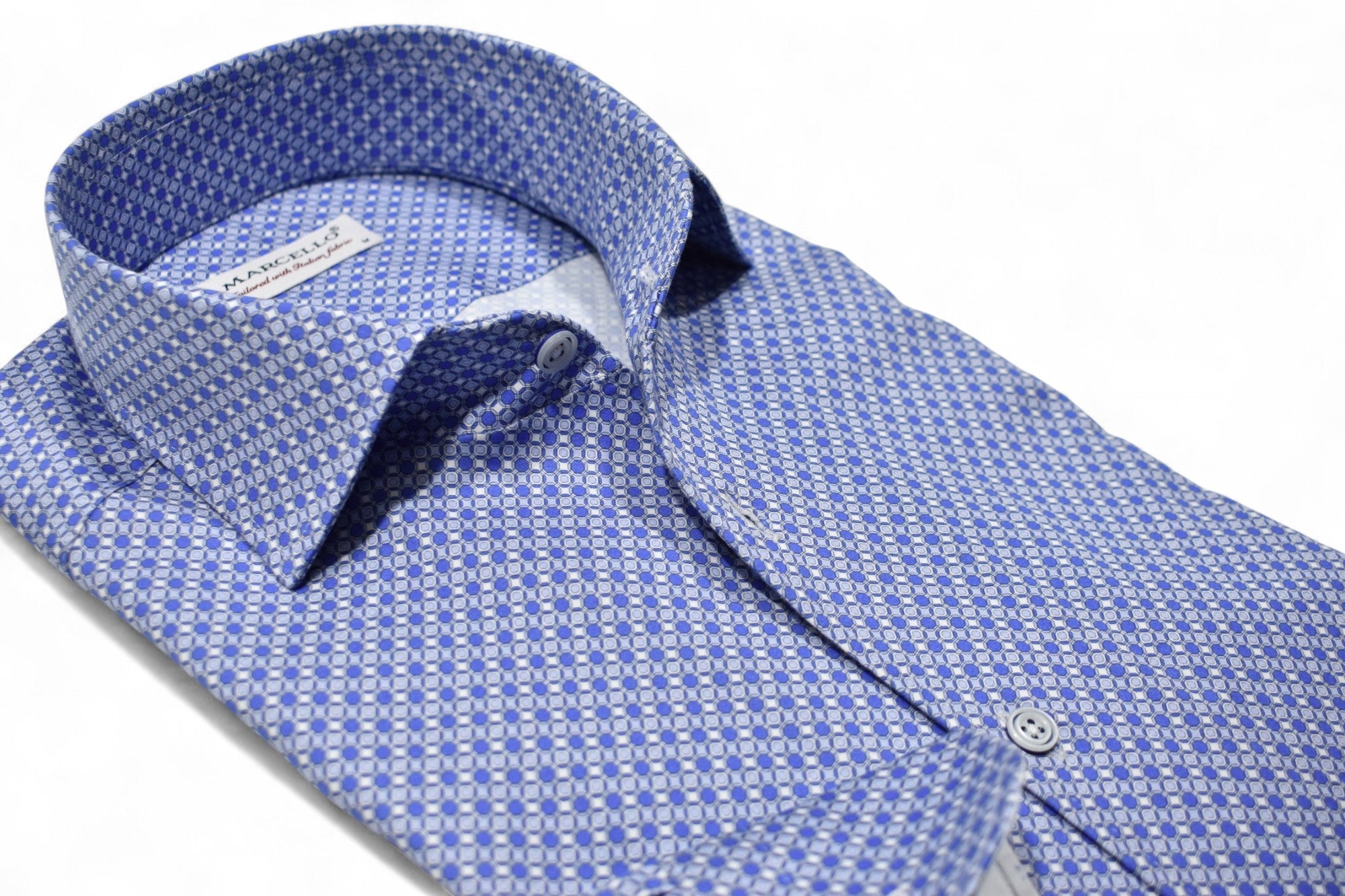 Marcello blue circles print shirt.