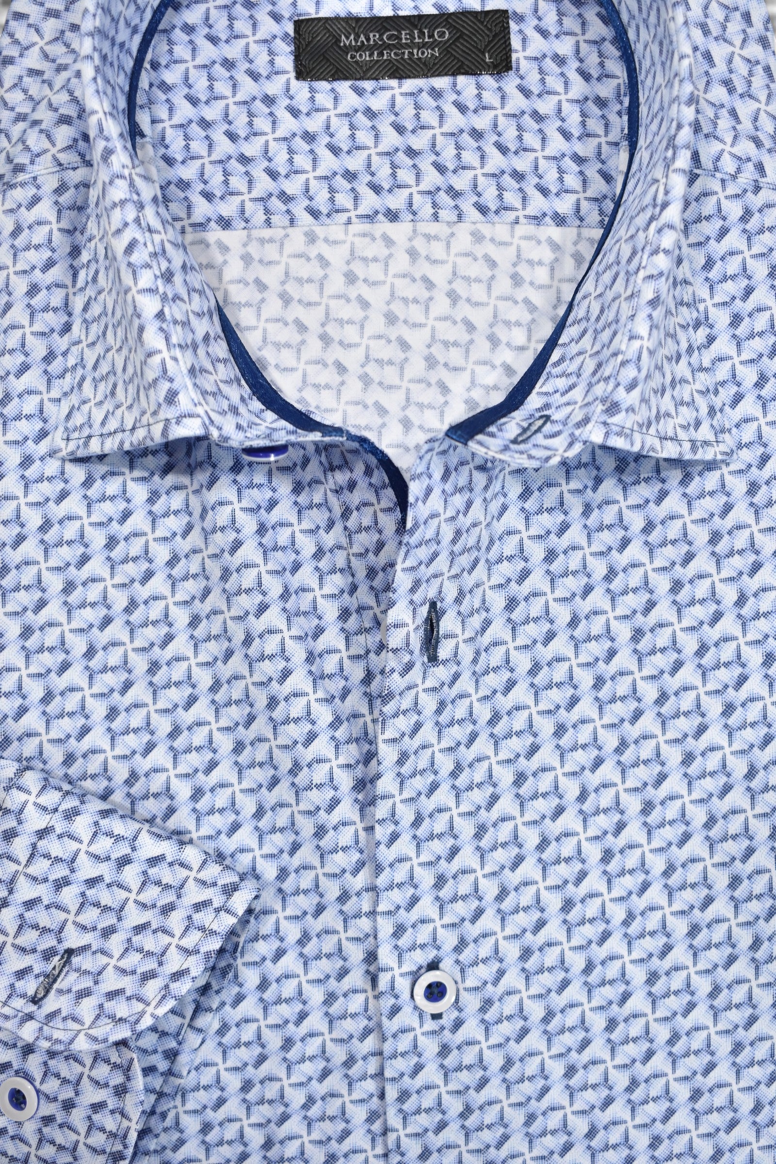 Marcello sky to navy interlok shirt.