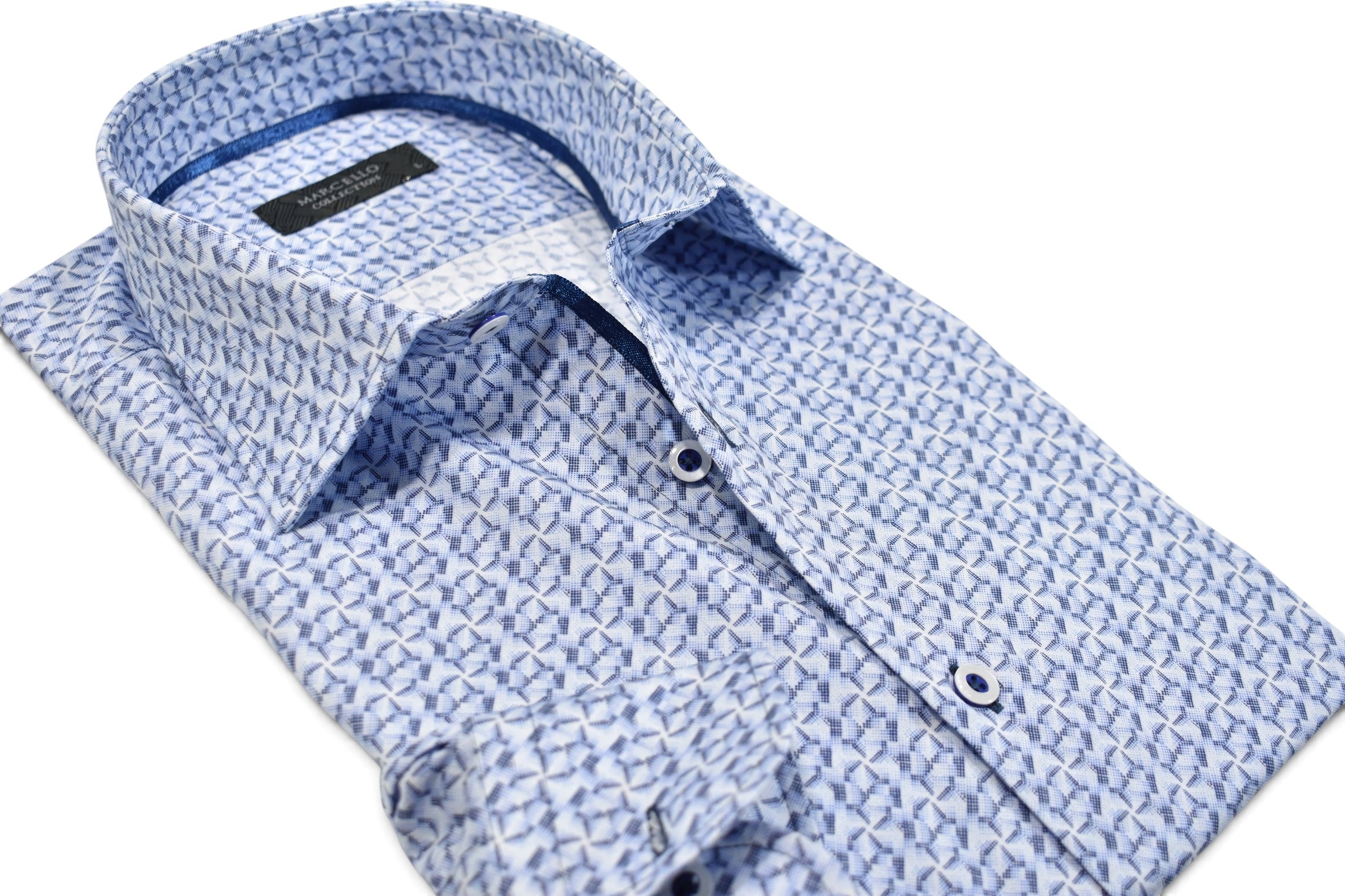 Marcello sky to navy interlok shirt.