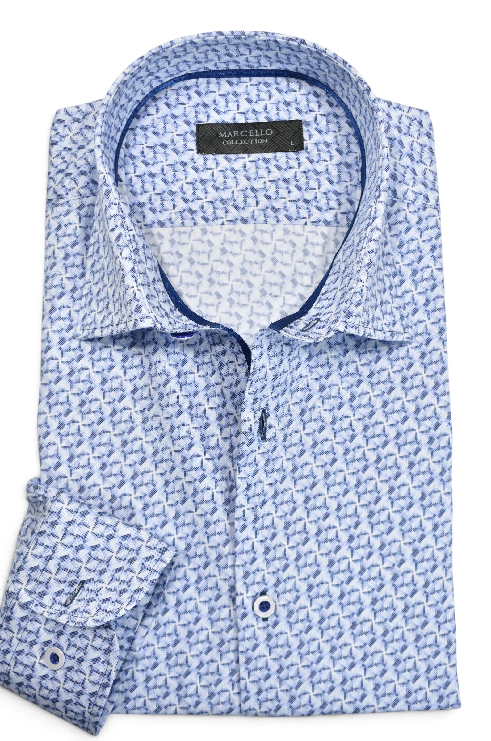 Marcello sky to navy interlok shirt.