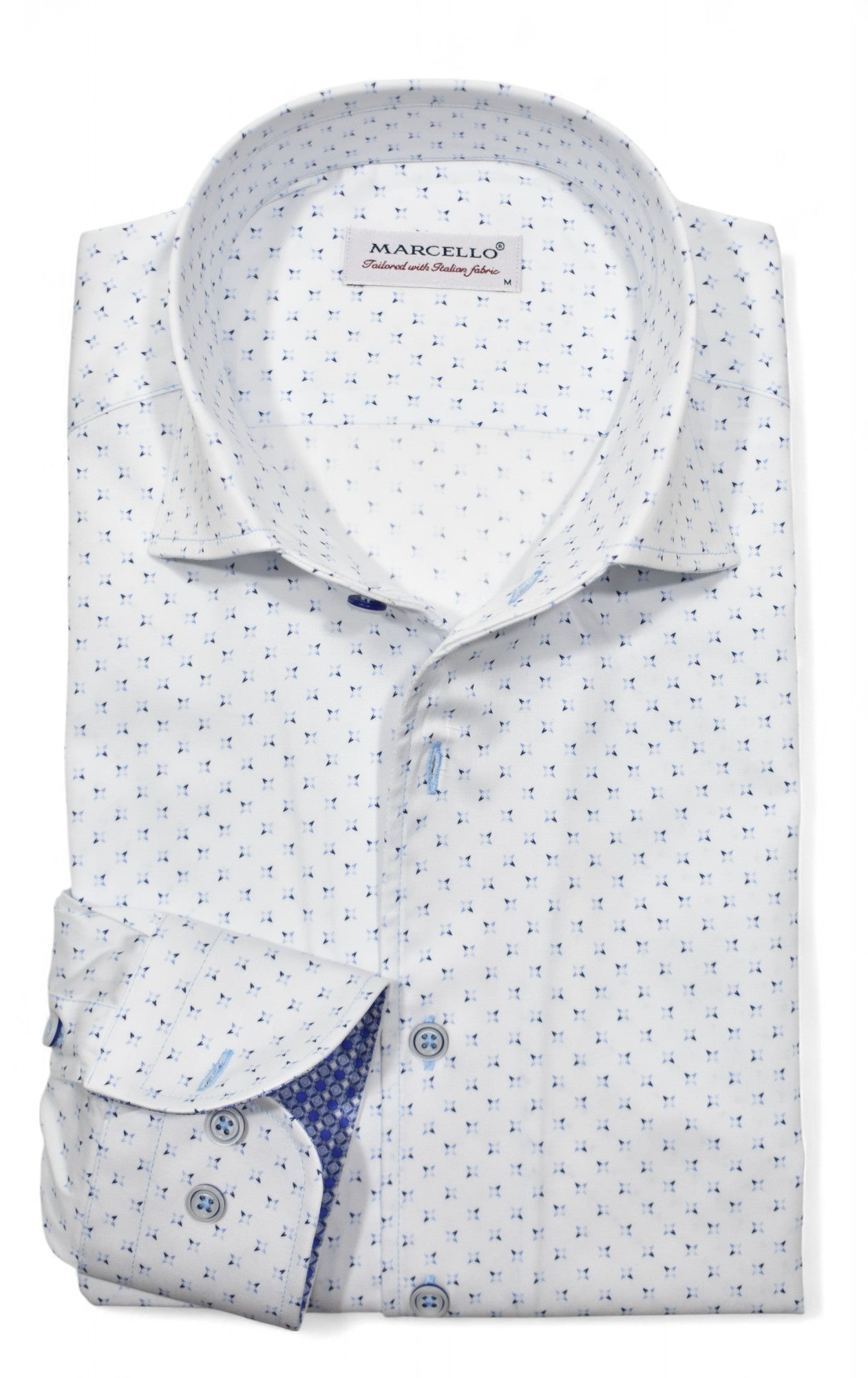 Marcello white shirt blue stars.