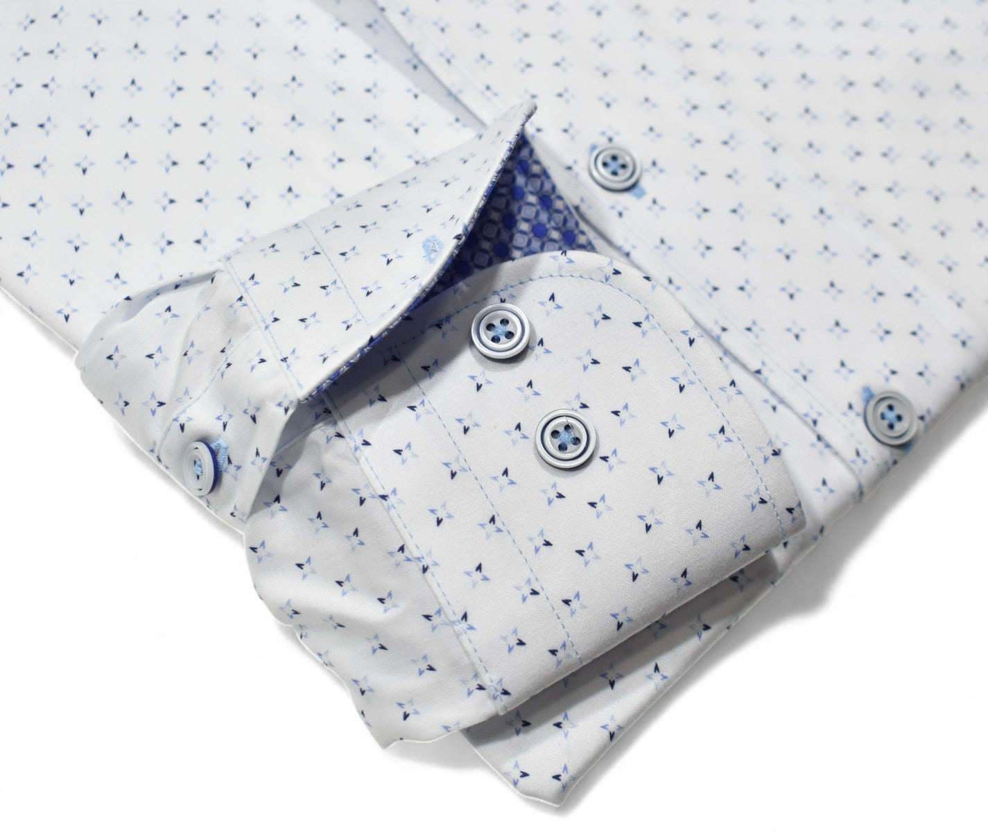 Marcello white shirt blue stars.
