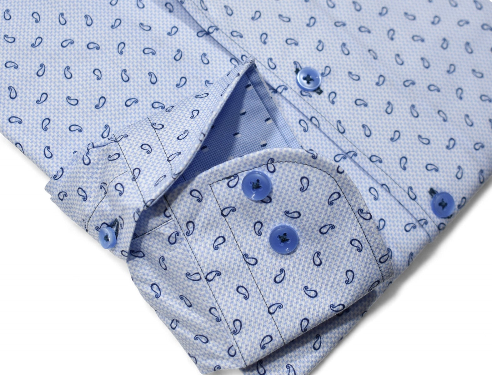 Marcello blue shirt with navy paisleys.