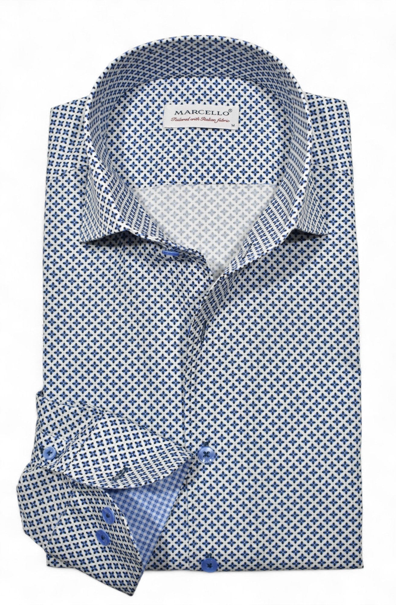 Marcello navy cross medallion shirt.