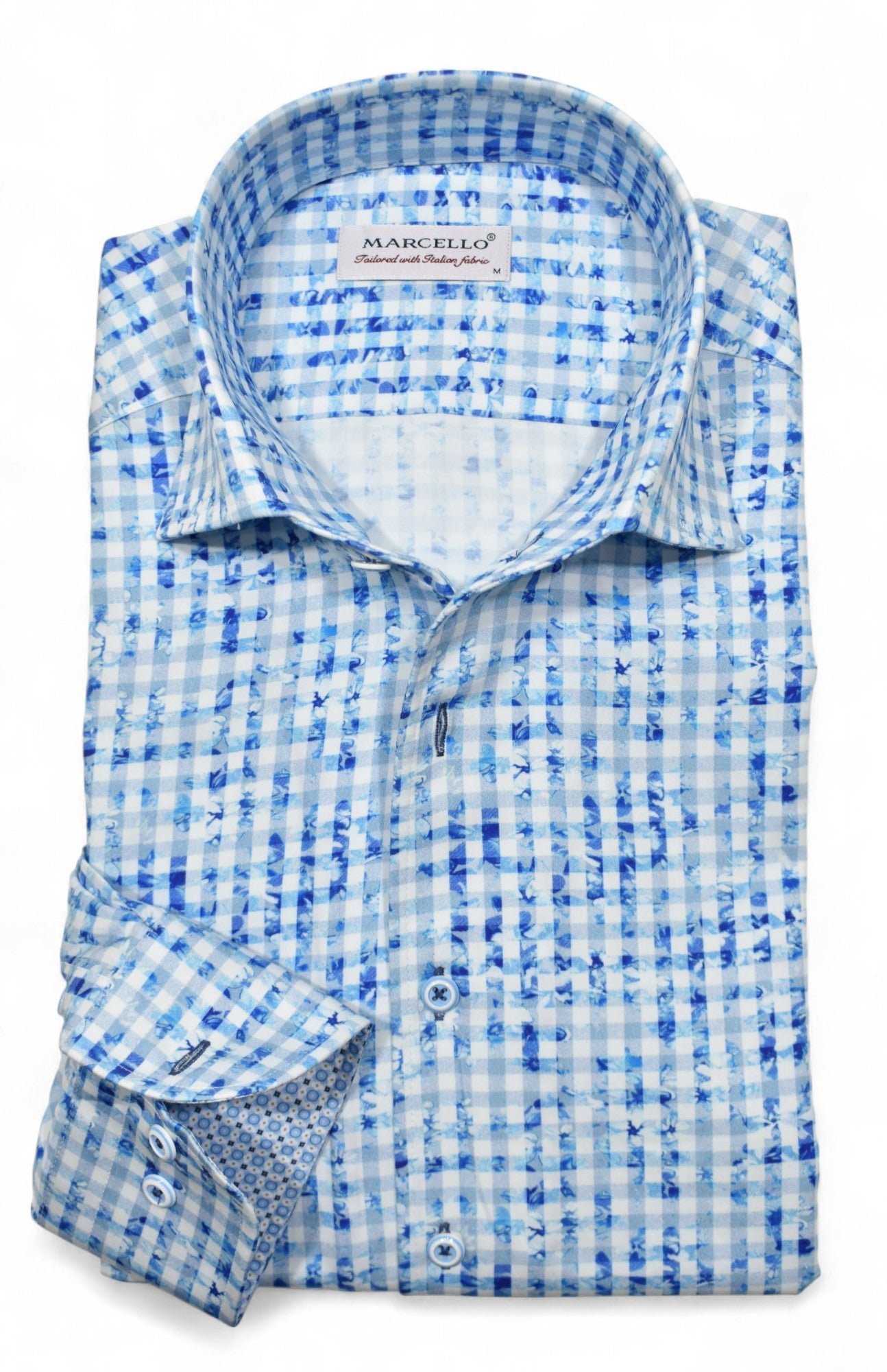 Marcello blue aqua check shirt.