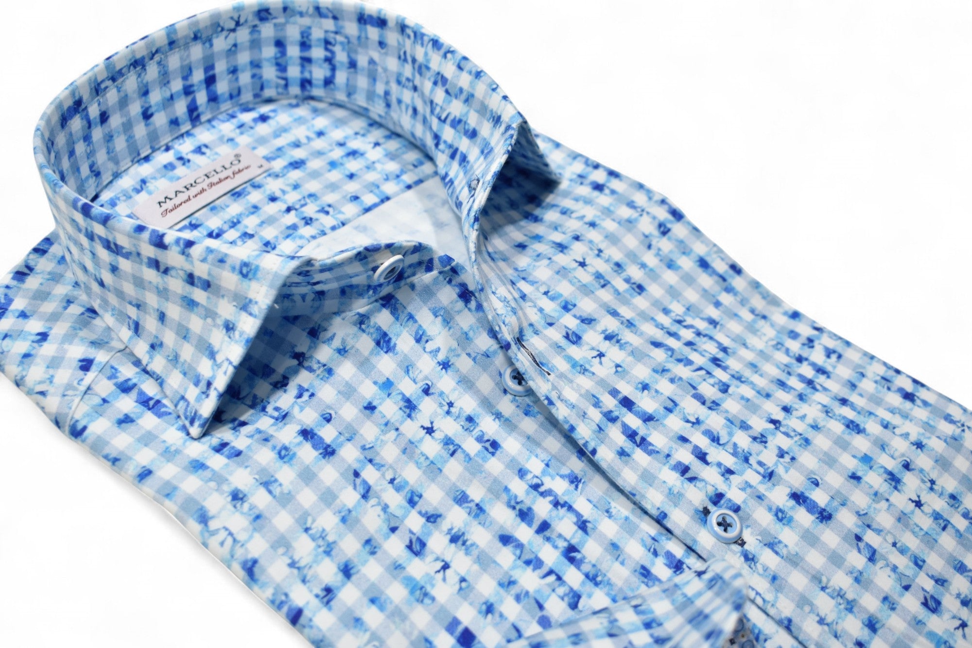 Marcello blue aqua check shirt.