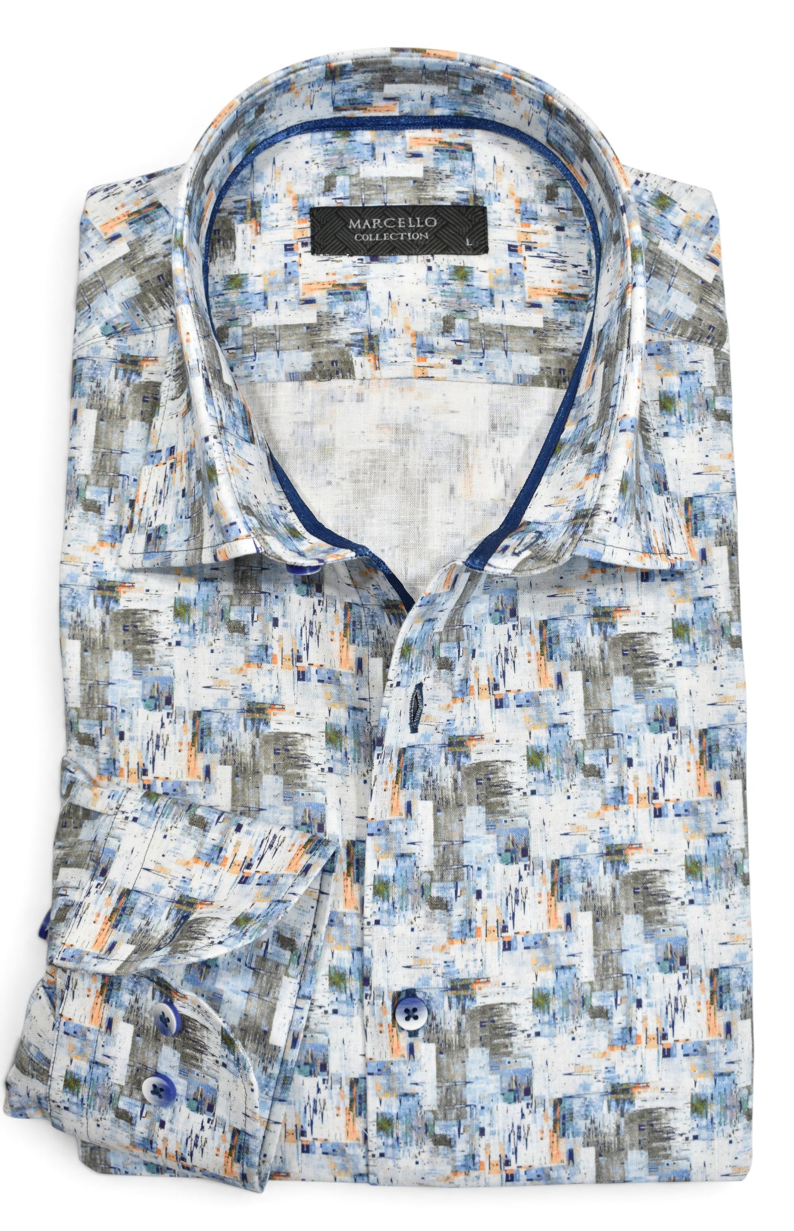 Marcello ocean abstract print shirt.