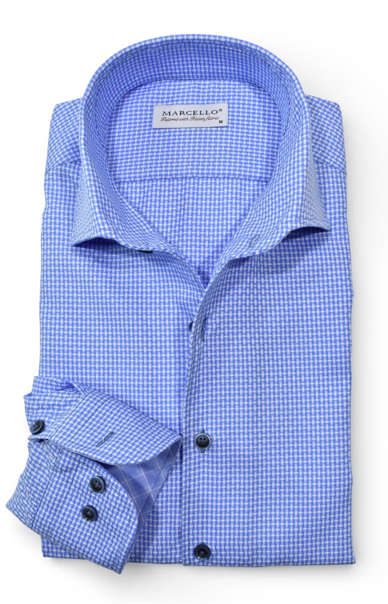 Marcello blue fine check shirt.
