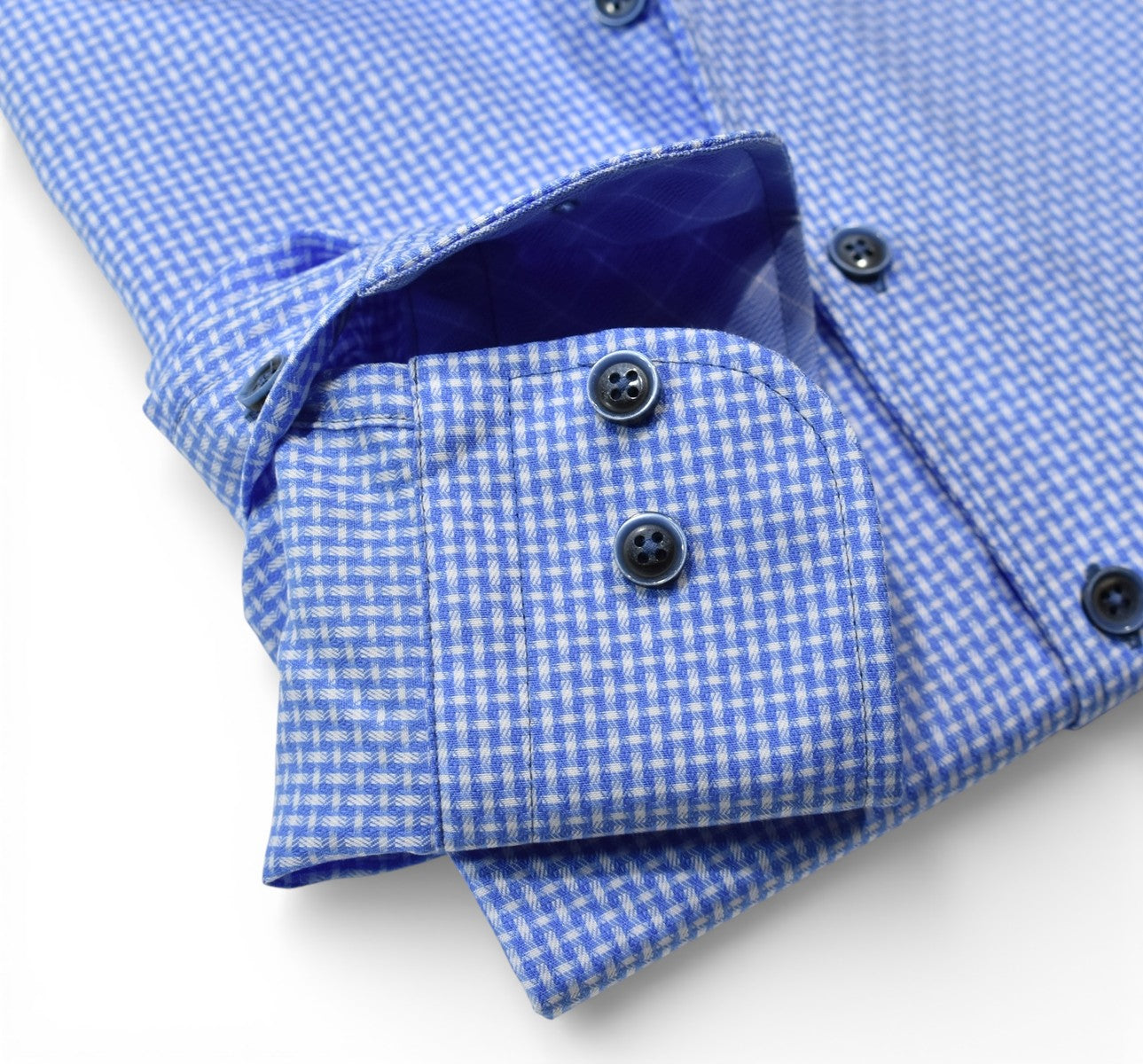 Marcello blue fine check shirt.