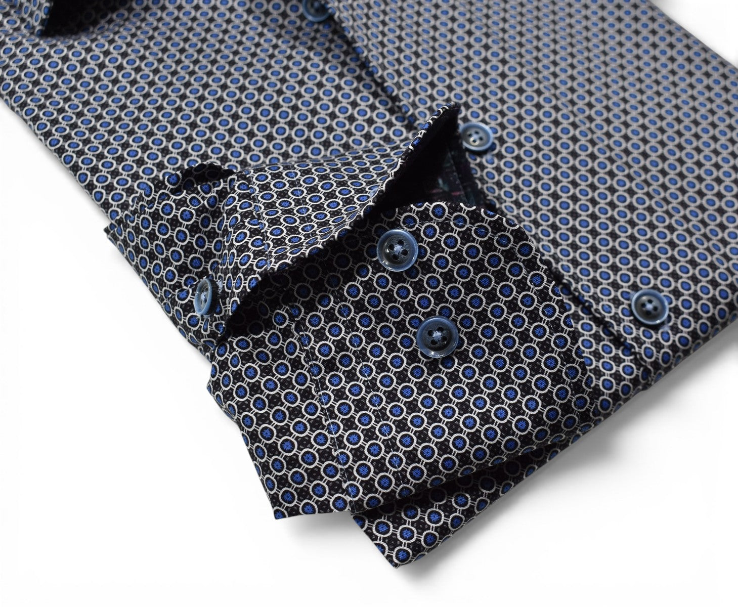 Marcello chocolate and navy medallion shirt.