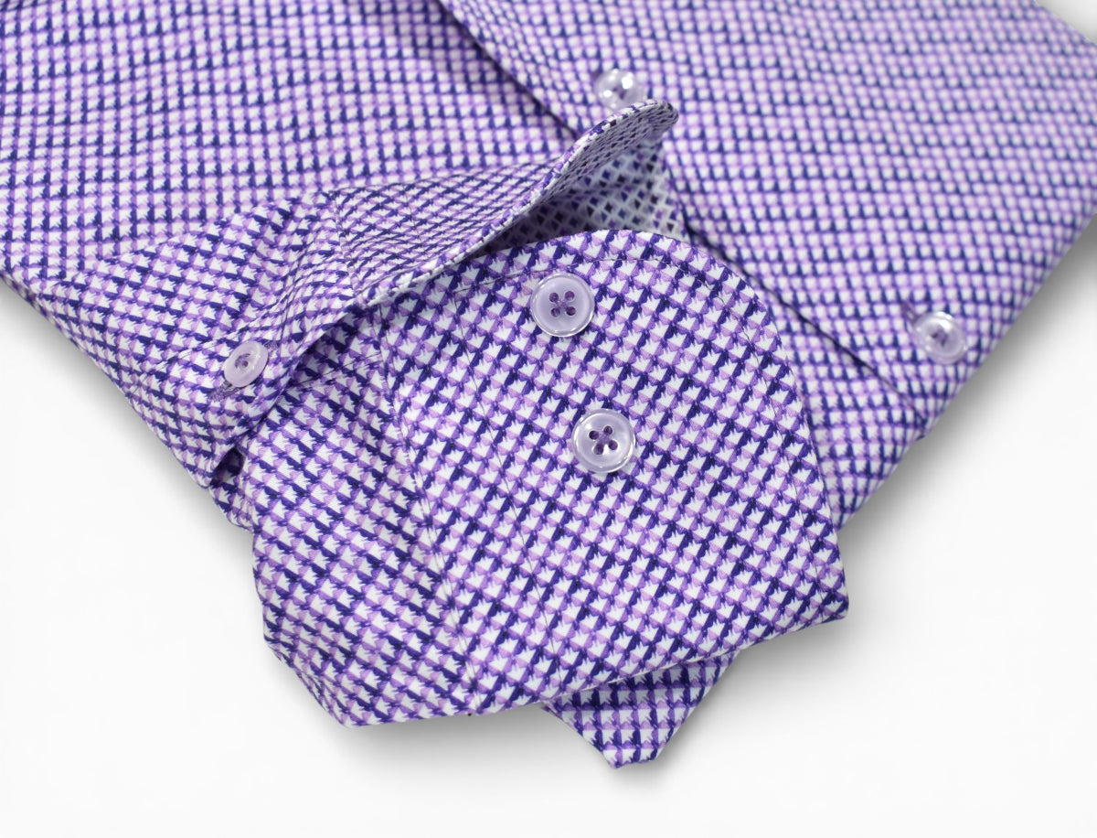 Marcello plum fine diagonal print shirt.