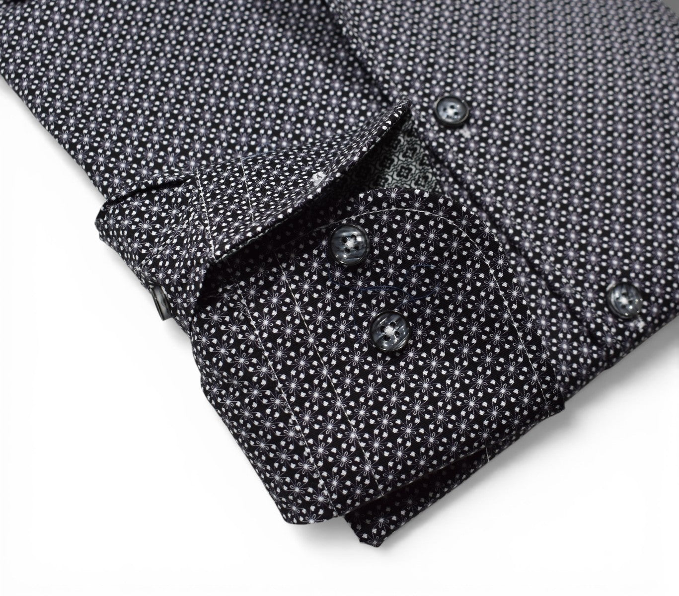 Marcello fine geometric pattern of black, gray and silver.