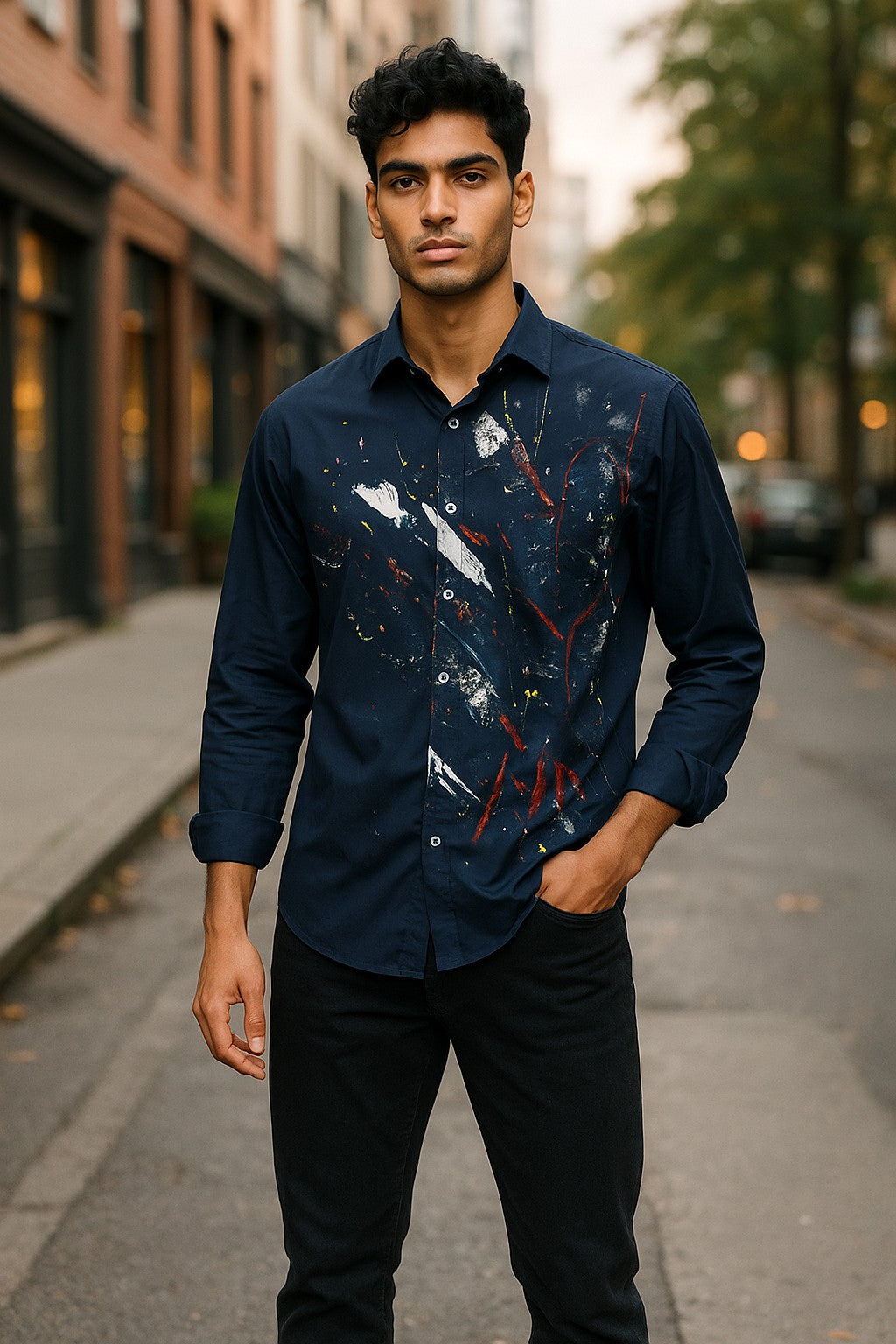 トップス AURALEE GABARDINE HANDPAINTED SHIRTS トップス AURALEE GABARDINE HANDPAINTED SHIRTS AURALEE GABARDINE