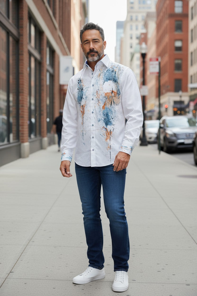 Marcello hand painted white shirt.