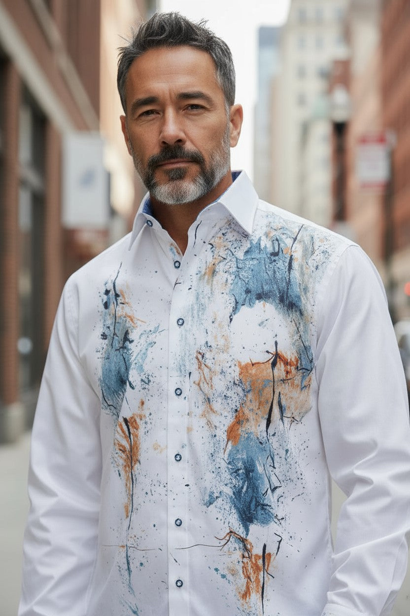 Marcello hand painted white shirt.