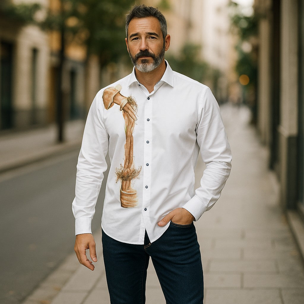 Be unique and stand out with this one-of-a-kind Marcello Hand Painted Bourbon shirt.