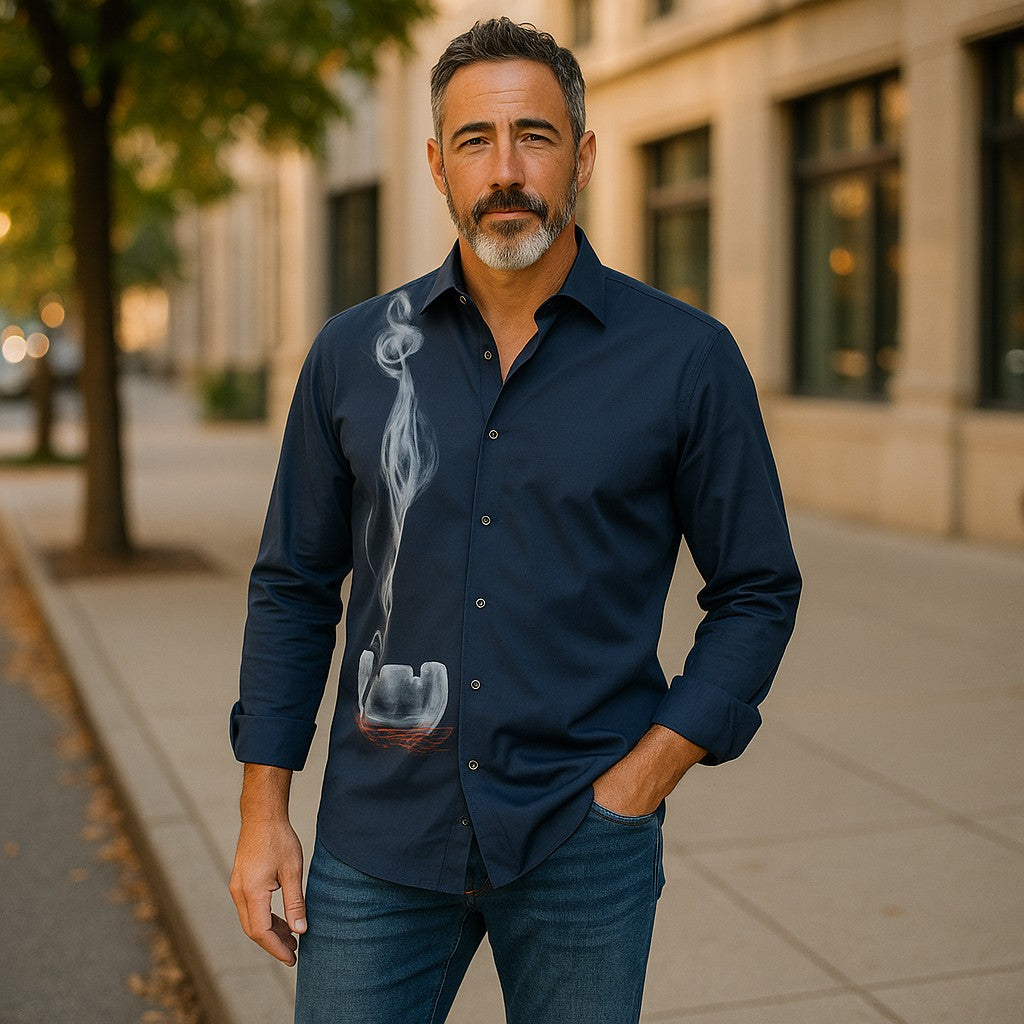 Be unique and stand out with this one-of-a-kind Marcello Hand Painted Cigar shirt.