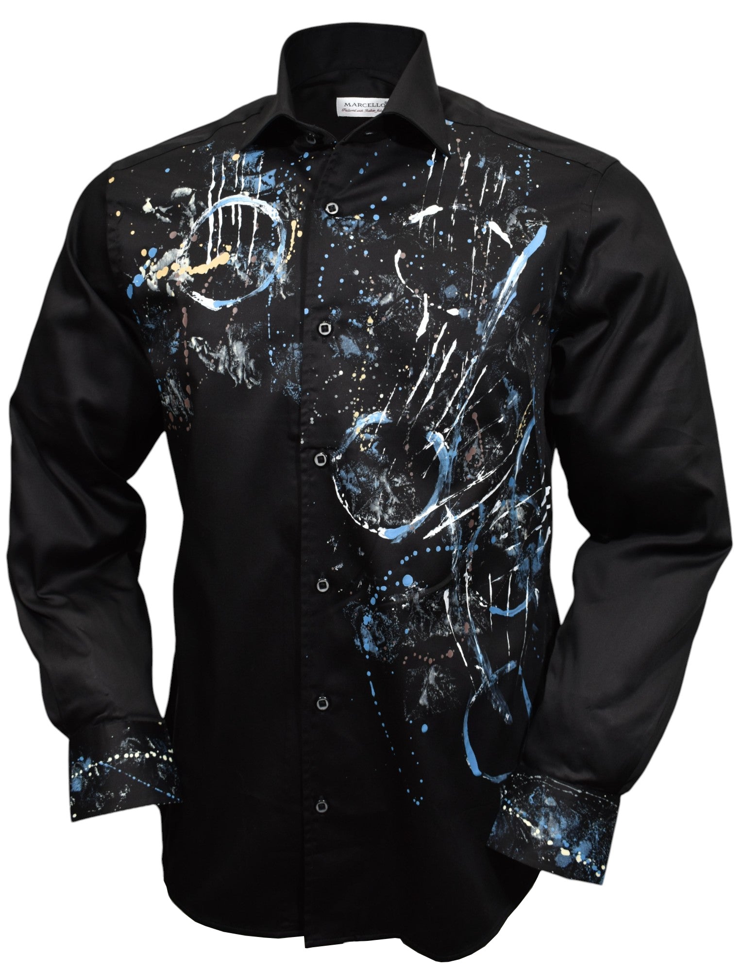Marcello's exclusive W618P Abstract Geometric Hand Painted shirt series