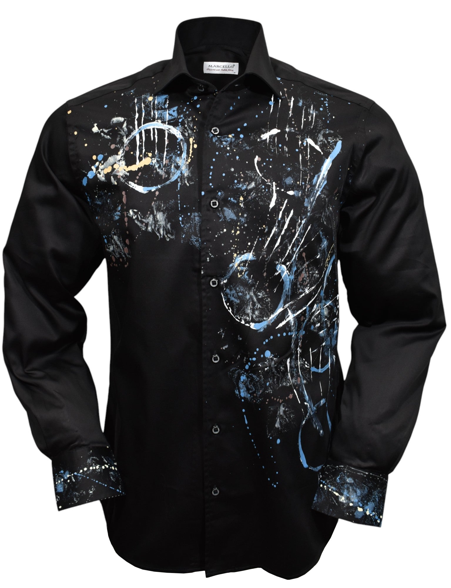 Marcello's exclusive W618P Abstract Geometric Hand Painted shirt series