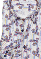 Luxurious cotton fabric, eye-catching open multi color floral pattern in beautiful gem hue colors creates a uniquely outstanding sport shirt. Elegant style ideal for any event. It's the perfect way to add a touch of sophistication to any outfit. Shirt by Marcello.