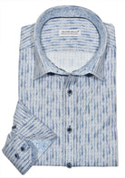 Be bold and stand out with the W805 Jones Indigo Print. Crafted with soft cotton, a vertical reptile skin-like print, and navy contrast stitching, you'll love the unique look and style this shirt provides. Keep it casual with hand-selected buttons, perfect for any occasion. Shirt by Marcello.