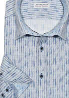 Be bold and stand out with the W805 Jones Indigo Print. Crafted with soft cotton, a vertical reptile skin-like print, and navy contrast stitching, you'll love the unique look and style this shirt provides. Keep it casual with hand-selected buttons, perfect for any occasion. Shirt by Marcello.