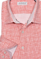 This W813 Cracked Red Plaid is perfect for those who want to look their best in soft cotton sateen fabric with a stylish cracked, brushed red plaid pattern. Let the lighter hues of red and darker hues complete your look with custom buttons and trim fabric, plus a lovely accent neck taping. Shirt by Marcello.