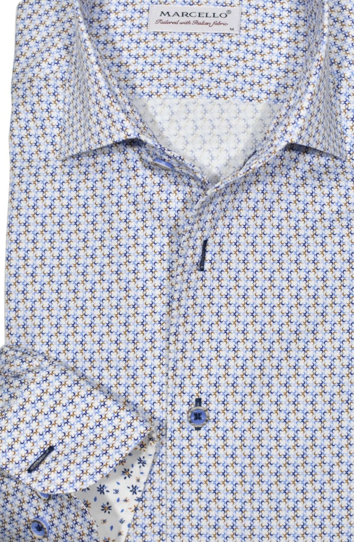 The Marcello exclusive design is like no other, creating a dignified look with a collar that stands perfectly whether worn alone or under a sport coat. Its unique placket ensures a smooth, crisp appearance. Style W846R