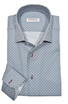 Elevate your look with the Marcello Palma Roll Collar. The Marcello one piece roll collar creates a sleek and exclusive image. Perfect alone or under a sport coat, its diamond and star pattern in soft blue and mist with hints of wine and navy add a touch of sophistication to any outfit.