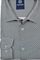 Experience ultimate comfort with Marcello's 8 Way Stretch Jeweled Neat shirt. Made with 92% cotton and 8% elastin, the soft and breathable fabric moves with your body for all-day comfort.